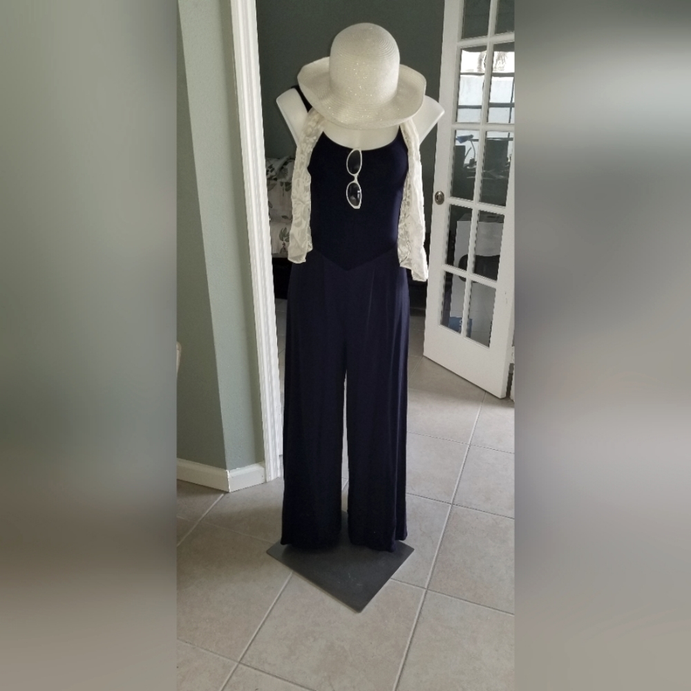 Navy blue jumpsuit.
